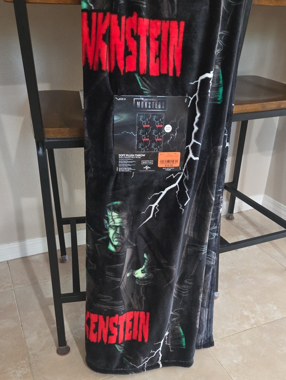 Frankenstein Throw Blanket - Black & Green